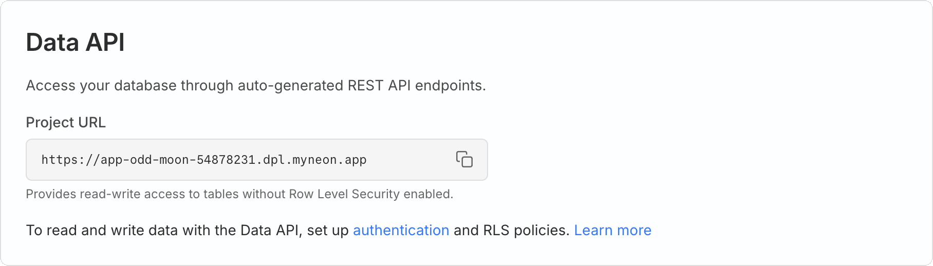 Data API enabled view