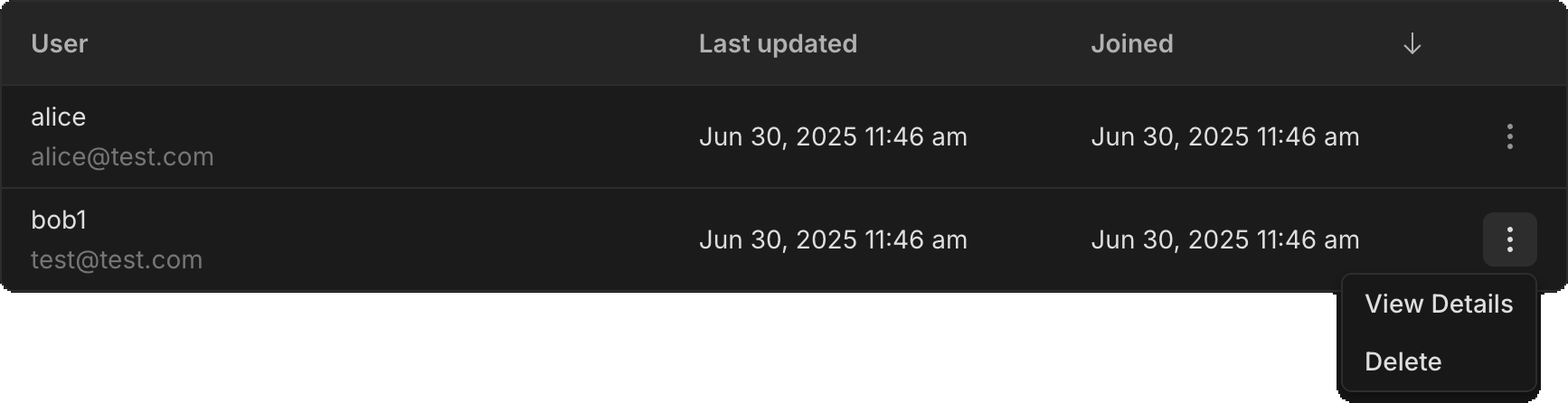 Delete Neon Auth user from UI