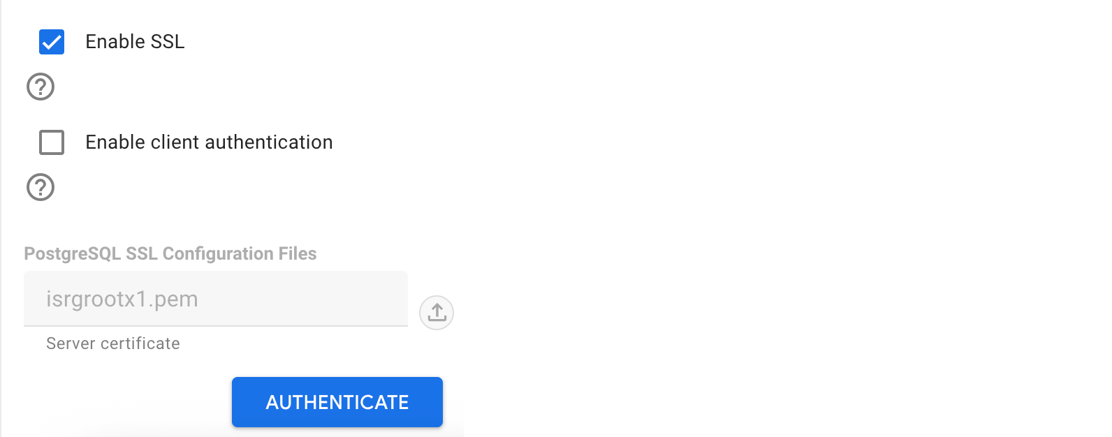 Looker studio upload pem file