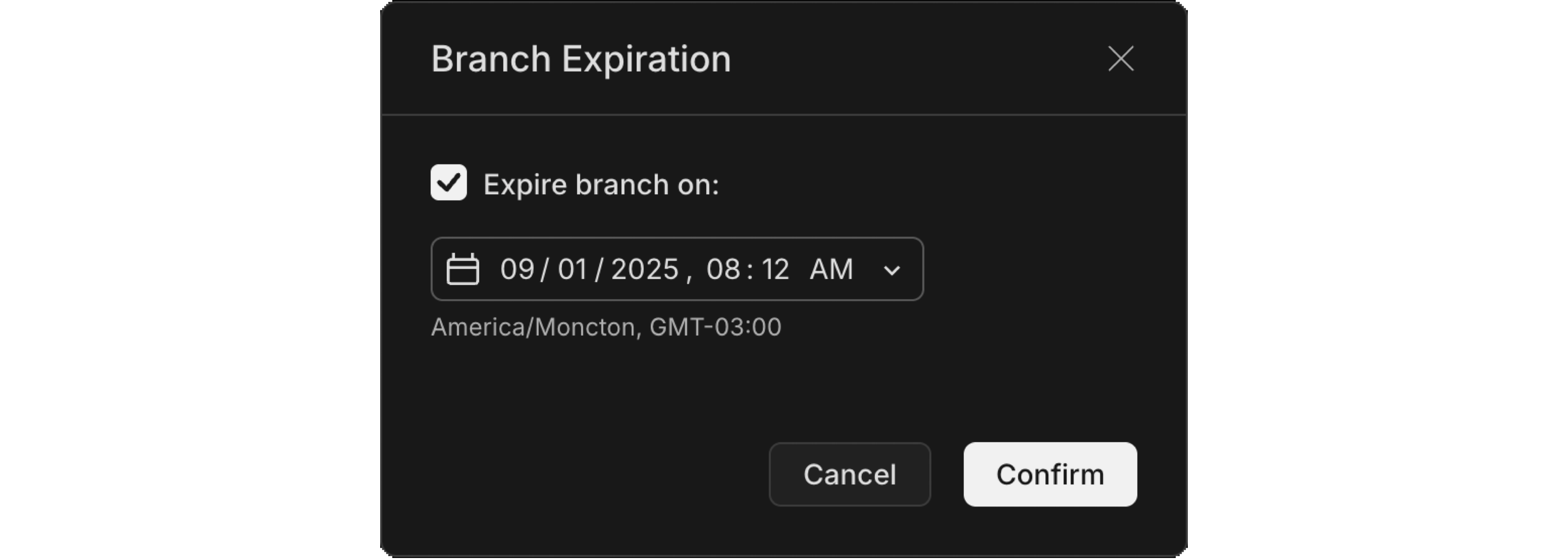 setting branch expiration date from neon console