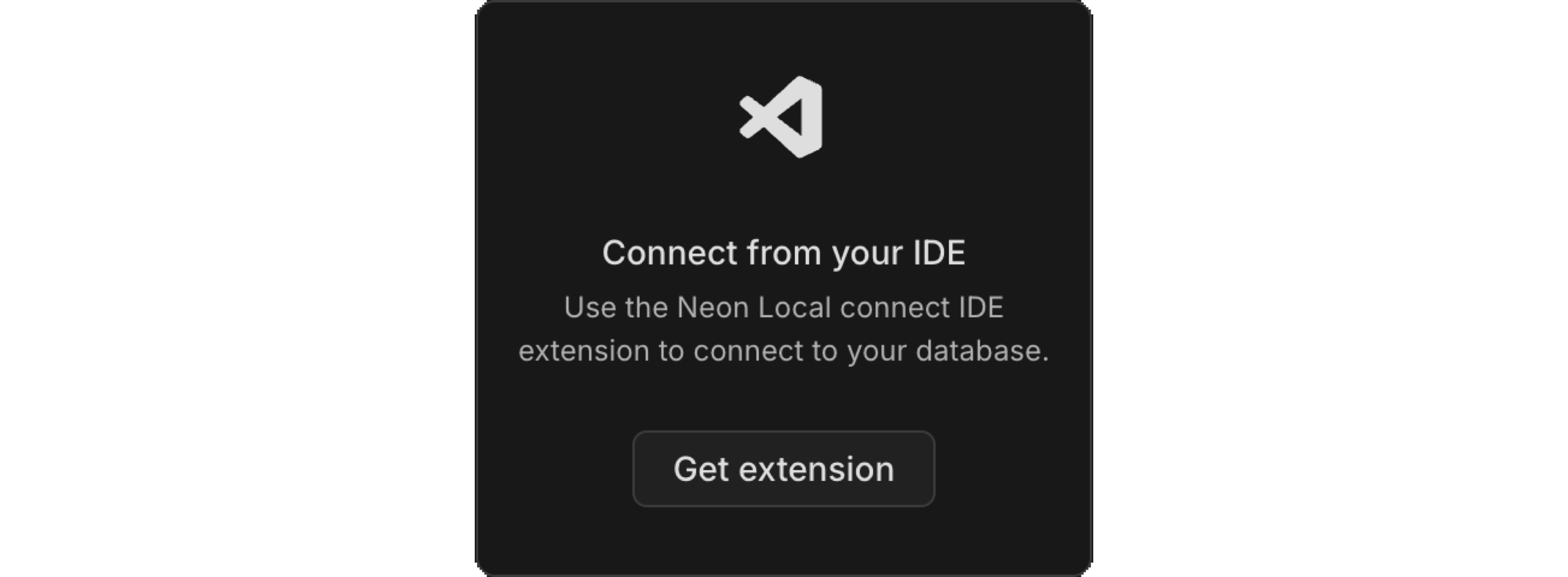 Getting started widget with Neon Local Connect